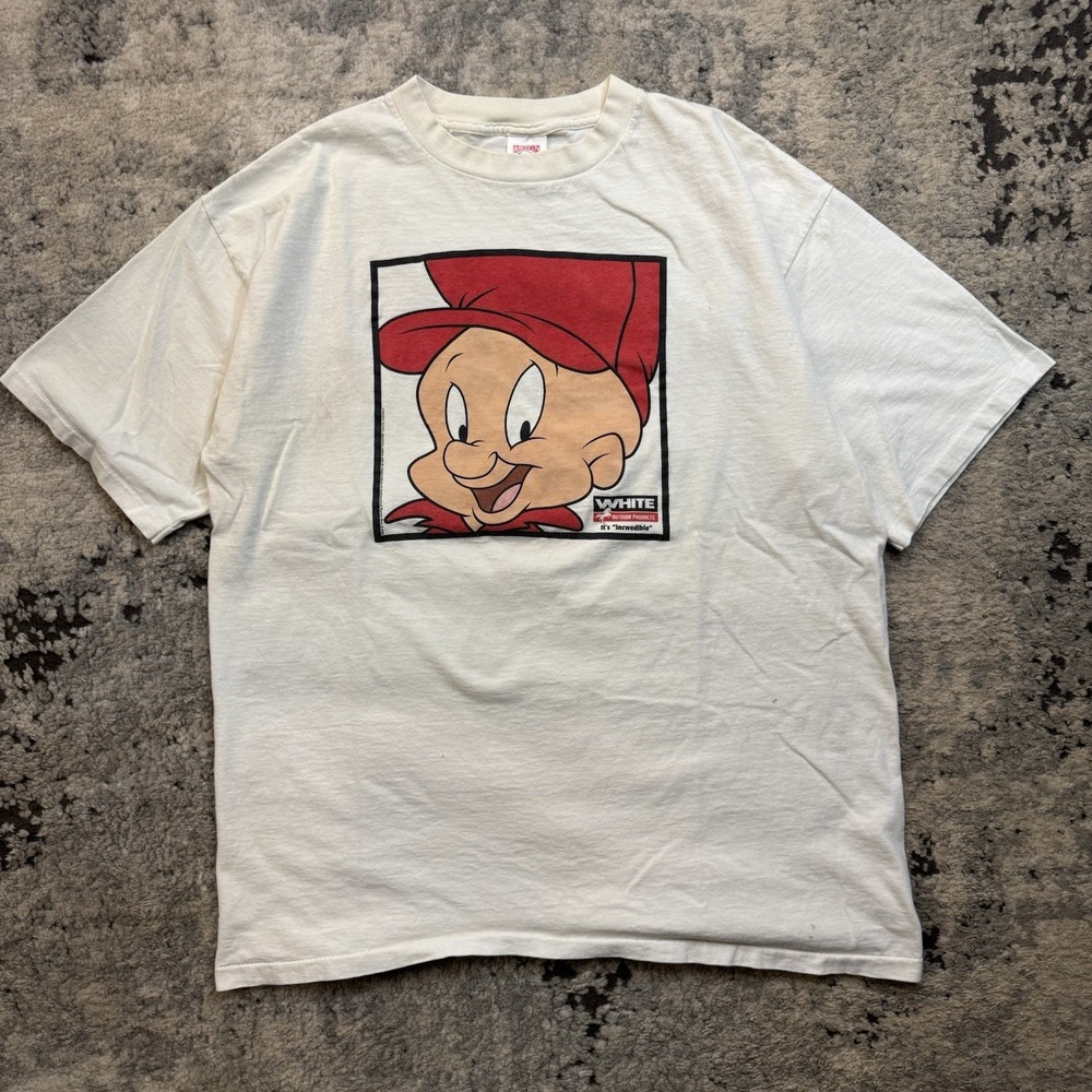 Vintage Looney Tunes Elmer Fudd Big Face T-Shirt XL 90s Cartoon Promo Rare